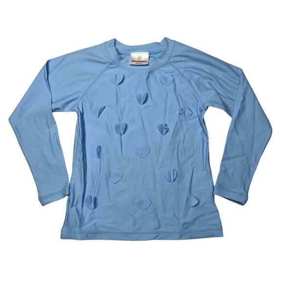 Hanna Andersson Heart Rash Guard Swim Top Girls Light Blue Long Sleeve Size 5 - Picture 1 of 7